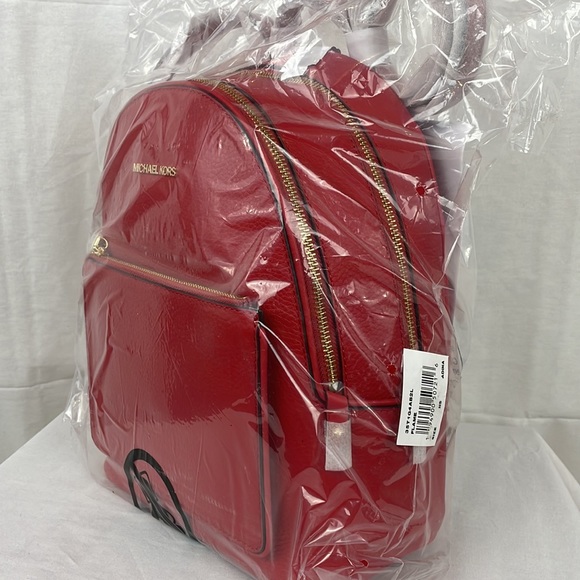 Brand New Michael Kors Red With Gold Hardware Adina Medium Pebbled Backpack - Picture 5 of 5